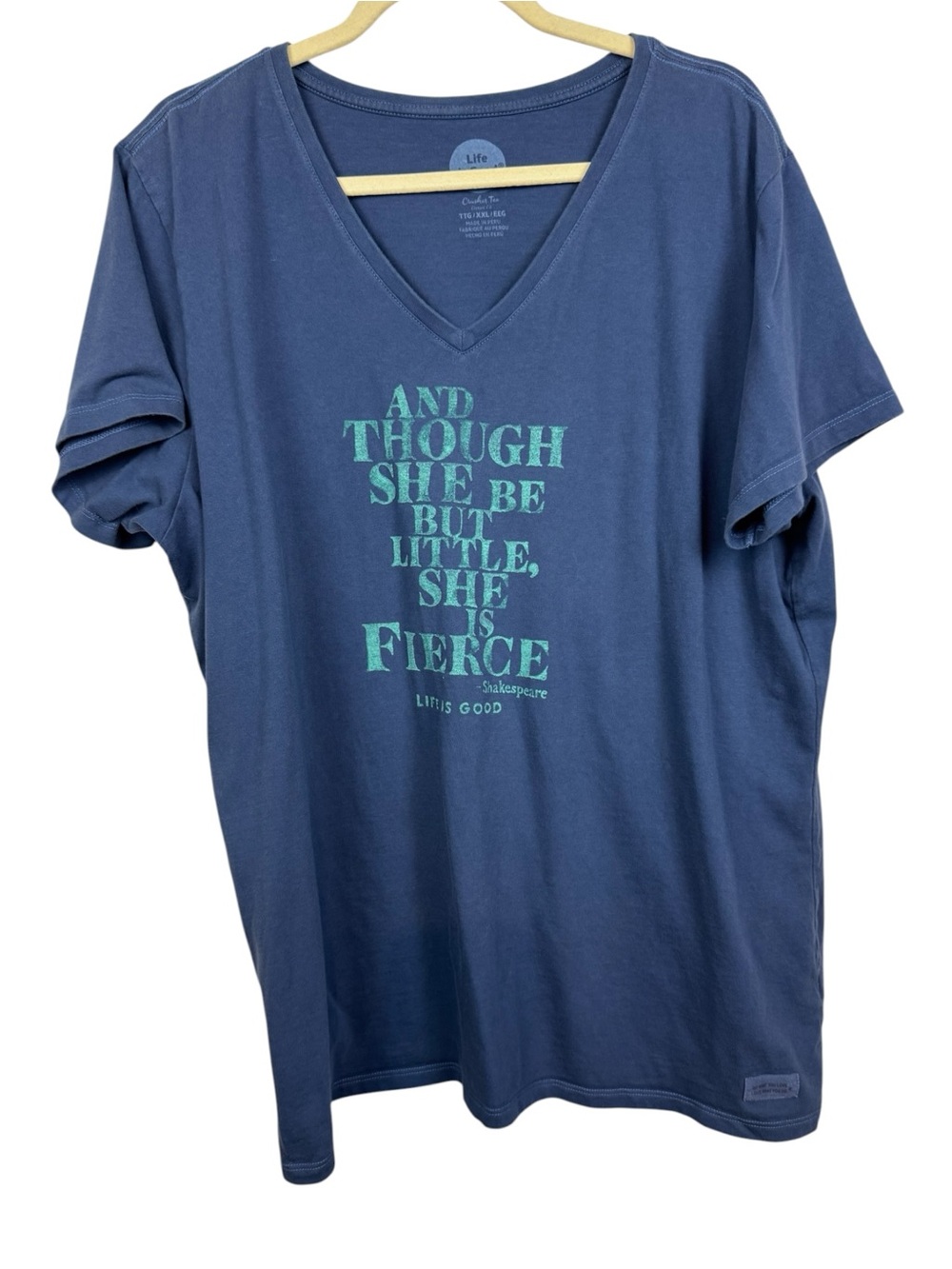 Life is Good Women's Crusher Tee, Classic Fit V-Neck size XXL